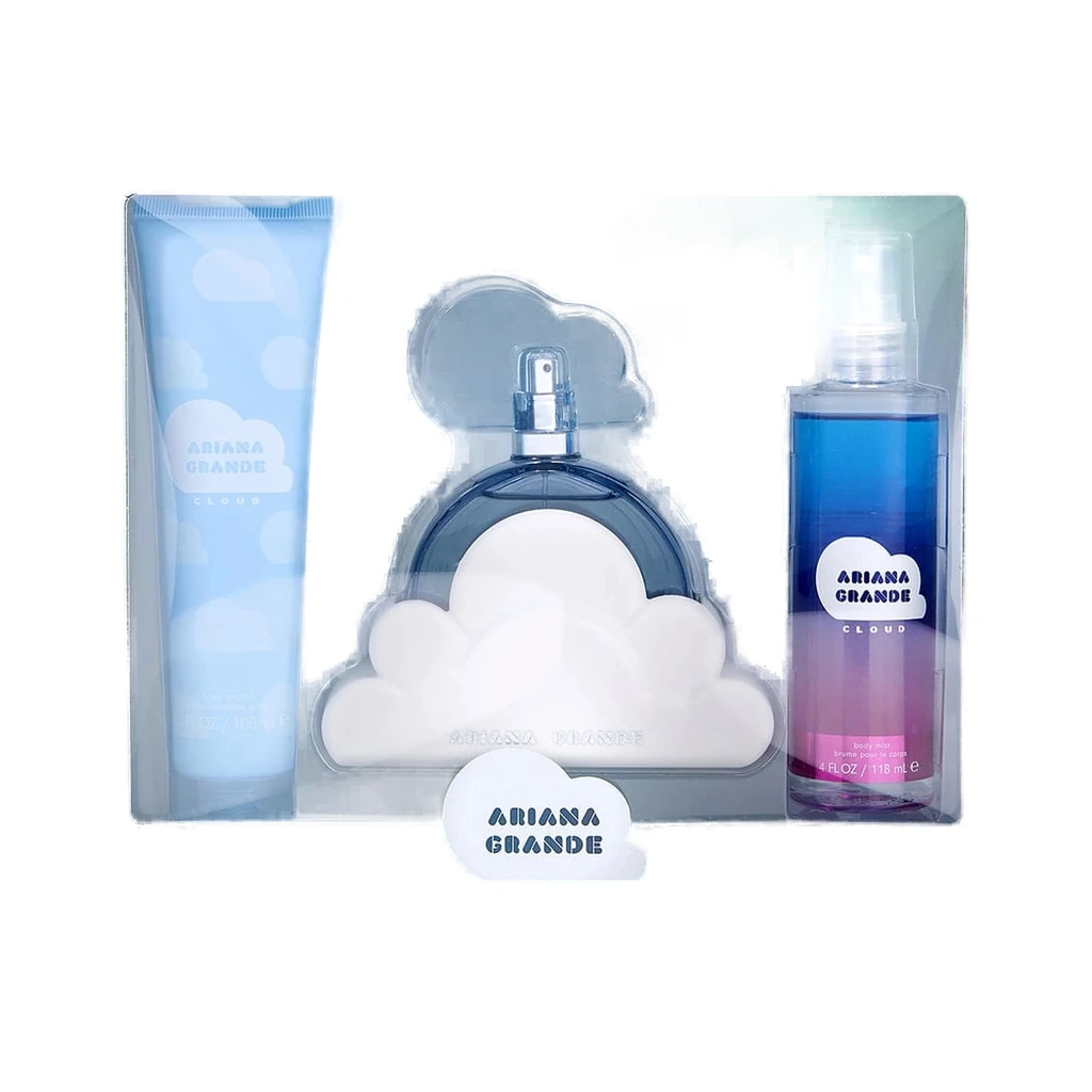 Cloud Ariana Grande Eau De Parfum Spray 3.4 oz & Body Souffle 3.4 oz & Body Mist 4 oz