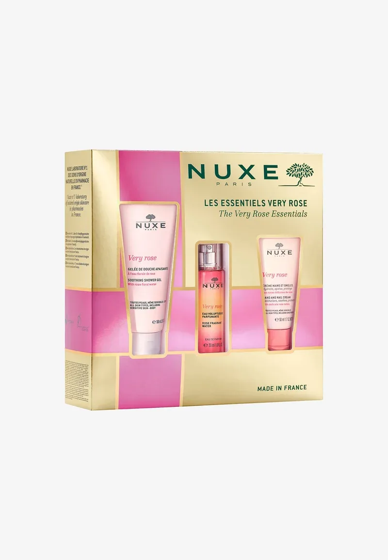 Nuxewomen The Very Rose Essentials Set: Rosa Fragrant Water 30ml + Soothing Shower Gel 100ml + Hand And Nail Cream 50ml