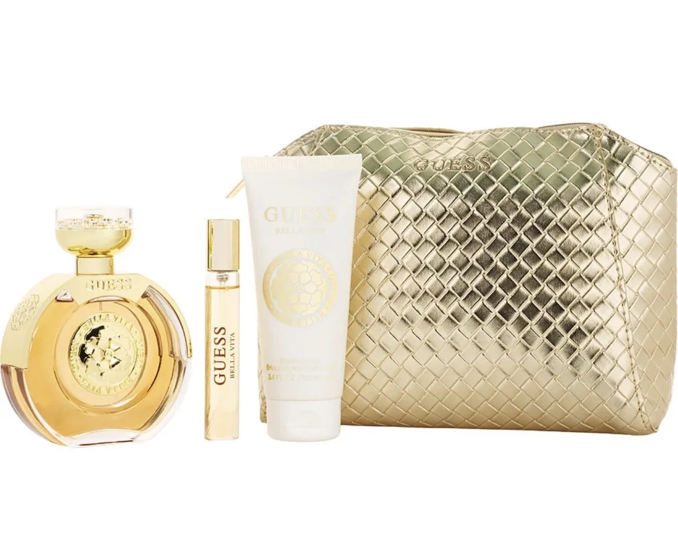 Guess Bella Vita Eau De Parfum Spray 100 ml & Body Lotion 100 ml & Eau De Parfum Spray 15 ml & Pouch