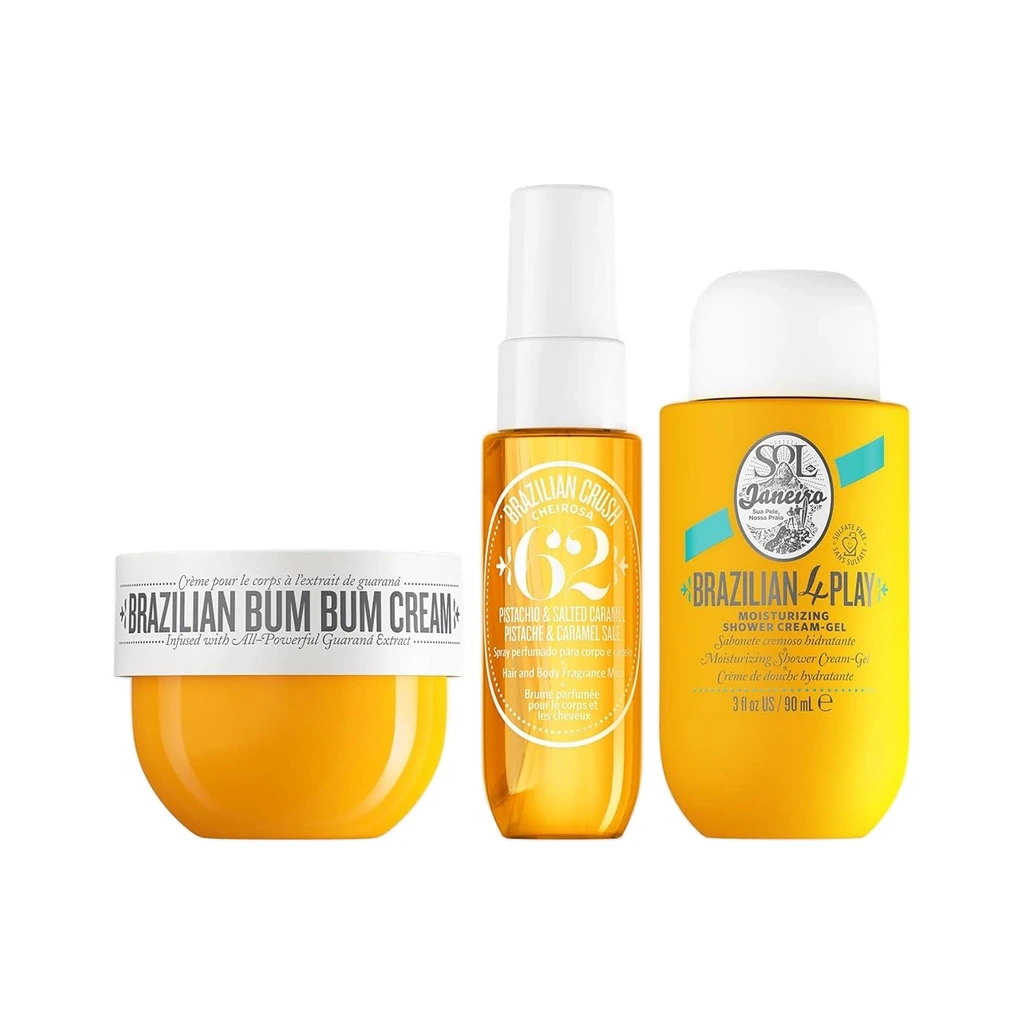 Sol De Janeirowomen Bum Bum Jet Set: Brazilian Bum Bum Cream 50ml + Brazilian 4 Play Moisturizing Shower Cream-Gel 90ml & Brazilian Crush Cheirosa 62 Hair & Body Mist 30ml